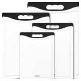 Extra Large Cutting Boards, Plastic for Kitchen (Set of 4) Dishwasher Chopping Board with Juice Grooves, Easy-Grip Handles, Black, Empune