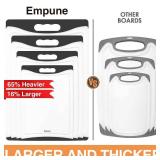 Extra Large Cutting Boards, Plastic for Kitchen (Set of 4) Dishwasher Chopping Board with Juice Grooves, Easy-Grip Handles, Black, Empune
