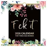 2026 Fu-ck It Wall Calendar for Tired-Ass Women, 2026 Fu-ck It Calendar for Tired Women, Home Office Hanging Calendar, Funny Swear Word Monthly Calendar Gag Gift