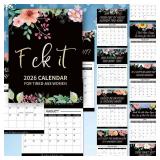 2026 Fu-ck It Wall Calendar for Tired-Ass Women, 2026 Fu-ck It Calendar for Tired Women, Home Office Hanging Calendar, Funny Swear Word Monthly Calendar Gag Gift