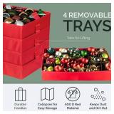 Christmas Ornament Storage Container,Box Stores Up to 96, Adjustable Dividers, Large Organizer Bin to Protect and Store Holiday DÃ©cor