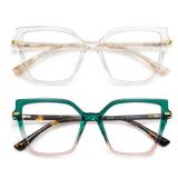 AMOMOMA 2PACK Trendy Square Blue Light Blocking Reading Glasses for Women Women