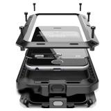 Marrkey for iPhone 16 Metal Case 6.1\",Heavy Duty Shockproof Aluminum Alloy Tough Armour Military Grade Phone Case,360 Full Body Protective Cover with Silicone Built-in Screen Protector - Black