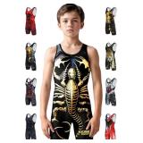 Exxact Sports Sublimated Youth Wrestling Singlet For Boys, Premium Powerlifting Singlet, Kids Wrestling Singlets For Training (YL, Scorpion)