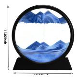 rysnwsu 3D Dynamic Sand Art Liquid Motion, Moving Sand Art Picture Round Glass 3D Deep Sea Sandscape in Motion Display Flowing Sand Painting Relaxing Desk Toys (Blue, 12