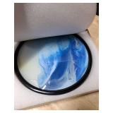 rysnwsu 3D Dynamic Sand Art Liquid Motion, Moving Sand Art Picture Round Glass 3D Deep Sea Sandscape in Motion Display Flowing Sand Painting Relaxing Desk Toys (Blue, 12