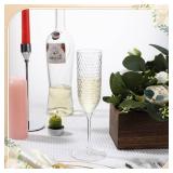 Remerry 48 Pack Detachable Plastic Champagne Flutes 5.5 oz Glasses Bulk Disposable Mimosa Glasses Reusable Wine Cups for Wedding Toasting Baby Shower Birthday Party New Years (Clear)