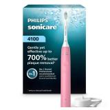Philips Sonicare 4100 Series Electric Toothbrush - Sonic Toothbrush with Advanced Sonic Technology, Pressure Sensor, Two Intensity Settings, Smartimer & Quadpacer, Deep Pink, Model HX3681/26