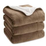 Bedsure GentleSoft Sherpa Fleece Blankets Queen Size for Bed - Thick and Warm Throw for Women and Men, Soft Fuzzy Plush Queen Blanket for Winter, Non-Heated, Camel, 90x90 Inches