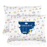 Toddler Pillow,13X18 Toddler Pillows for Sleeping, Machine Washable Kids Pillow with Pillowcase, Perfect for Travel, Toddlers Cot (Sunshine Rainbow)
