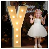 Mixifox 3FT Marquee Letters Y, Large Light Up Letters 3 Feet Tall with Lights, Big Letter for Wedding, Engagement, Graduation, Birthday Party Decorations, Pre-Cut Foam Board Kit