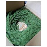 24 Inch Real Touch 2 Pcs Norfolk Pine Wreath Christmas Decorations for Front Door, Artificial Plants Green Christmas Wreath with Lights Home Decor, Xmas Decor for Mantel Wall Holiday Winter Decor