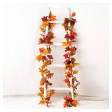 Lvydec 2 Pack Fall Maple Garland - 5.9ft/Piece Artificial Fall Foliage Garland Colorful Autumn Decor for Home Wedding Party (Mixed Color)