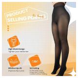 Caprilite 2 Pairs Women Fleece Lined Tights-Fake Translucent Leggings High Waist Pantyhose Sheer Thick Warm Tights For Women