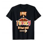 Funny Turkey dad Thanksgiving pregnancy announcement T-Shirt Medium