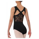 Tegmk Womens Lace Leotard for Dance Ballet Tank Crisscross Back, Ballerina Gymnastics Dancewear(7202-06-M)