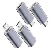 JXMOX USB C to Micro USB Adapter, (4-Pack) Type C Female to Micro USB Male Convert Connector Support Charge Data Sync Compatible with Samsung Galaxy S7 S7 Edge, Nexus 5 6 and Micro USB Devices (Grey)
