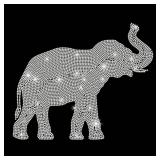 PLIGREAT Elephant Pattern Rhinestone Iron on Hotfix Heat Transfer Decal, Glitter Iron on Patches Clothing Repair Appliques for DIY Jackets T-Shirts Pants Bags Tailors Shop Supplies
