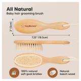 Wooden Baby Hair Brush - Cradle Cap Baby Brush with Soft Goat Bristles, Perfect Gentle Scalp Newborn Comb for Infant, Girls, Boys, Bath Essentials (Walnut, Oval)