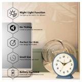 AYRELYÂ® 4.5\" Analog Alarm Clock,Small Retro Desk Clock Battery Operated,Slient Metal Table Clock with Light for Living Room Decor,Bedroom,Bedside,Shelf (Blue)