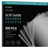 EVEO 100 Vinyl Record Sleeves Outer â Crystal Clear Outer Vinyl Sleeves LP Album Covers 12.75\"x12.75\" | Perfect Fit Protective 3 Mil Protection for Single & Double LPs - Archival Quality