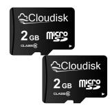 Micro SD Card 2GB Pack of 2 Flash Memory Card Class 6 with SD Adapter MicroSD TF Card (2 GB)