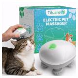 Tilcare Handheld Pet Massager for Dogs and Cats Electric Cat and Dog Massage Tool - Head and Back Scratcher for Relieving Tension, Tight Muscles and Stiffness with Four Rotating Massage Heads