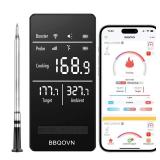 BBQOVN Smart WiFi Wireless Meat Thermometer Unlimited Range 7 NIST Cert.Sensors Accuracy Â±0.5Â°F Sub-1G (10X Stronger than Bluetooth)APP&Digital Base,Monitor for BBQ, Grill,Oven, Smoker(1, Black,