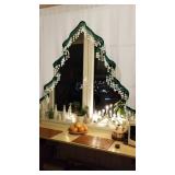 Estmy Boho Cute Christmas Tree Kitchen Curtain, White and Green, 47