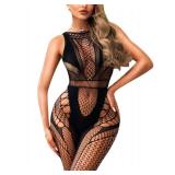 RSLOVE Sexy Lingerie Exotic Bodystocking - Fishnet Cut Out Lingerie Mesh Bodysuit One Piece Babydoll Rave Outfits Black No size listed