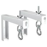 XINLEI Universal Projector Screen Wall Mount L-Brackets Hanging Ceiling Mount, 6 inch Adjustable Extension with Hook for Home Projector and Movie Screens, Hold up to 66 lbs, White PRL003W