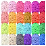 Wowangce 24 Skeins Acrylic Yarn - 24 x 25g, 2400 Yards Crochet Yarn Kit for Crocheting & Knitting, Assorted Starter Kit for Adults & Kids (Bright Tone)