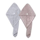 M-bestl 2 Pack Hair Towel Wrap,Rapid Carbon Fiber Hair Drying Towel with Buttons, Microfiber Hair Towel for Drying Curly Hair,Anti-frizz (Star Gray&Star Pink)