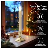 Meigic 6 Pcs Sensor Dawn to Dusk Window Candles, Flickering Battery Candles for Windows, Ultra Bright Fake Candle Lights with Gold Holders, Led Candlesticks for Xmas Home Decor, White Light