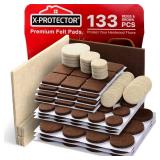 Felt Furniture Pads X-PROTECTOR 133 PCS Premium Furniture Pads - Felt Pads Furniture Feet Best Wood Floor Protectors - Protect Your Hardwood & Laminate Flooring! Brown and Beige