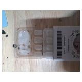 Christmas Press on Nails Short Square CEWEWP Fake Nails with White Snowflake Designs Xmas False Nail White Glitter Full Cover Glue on Nails Acrylic Glossy Winter Stick on Nail for Women 24 Pcs