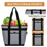 Insulated Cooler Bag, Reusable Grocery Bags for Hot/Cold Food, Thermal Food Delivery Bag for Beach, Travel, Picnics