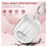 Compatible with JBL Vibe 200TWS/JBL Vibe Beam/Beam 2 Case Cover Clear Lock Clip with Cleaner Kit, Transparent TPU Protective Cover Men Women with Carabiner for JBL Vibe Beam 2 Charging Case