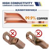 haisstronica 10pcs 8 AWG - #10 Battery Cable Lugs, Heavy Duty Copper Wire Lugs with 10pcs 3:1 Adhesive Heat Shrink Tubing, 8 Gauge Wire Connectors Battery Terminal Connector, Battery Cable Ends