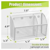 YINGHUA Strong Magnetic Pen Holder for Whiteboard and Refrigerator 3 Compartments Metal Mesh Organizer Space Saving Shelf for Office School Home and Locker - White