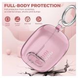 Compatible with JBL Vibe 200TWS/JBL Vibe Beam/Beam 2 Case Cover Clear Lock Clip with Cleaner Kit, Transparent TPU Protective Cover Men Women with Carabiner for JBL Vibe Beam 2 Charging Case - Pink