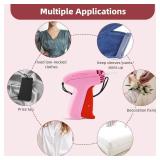 Stitch Gun for Clothes - Includes 6 Fine Needles, 1000 White & 1000 Black Fasteners, Handheld Stitch Gun - Quick Clothing Fixer, Tag Gun for Clothes (Pink Red)