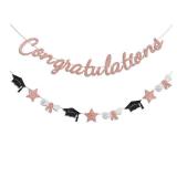 Vofrise Congratulations Banner Rose Gold Graduation Decorations Class of 2026 Prestrung Congrats Grad Banner for Middle School High School College Graduate Party Decorations