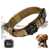 RHXOFYANG Airtag Dog Collar, IP68 Waterproof with Control Handle and Metal Buckle, Military Tactical Air Tag Collar Holder for Medium Large Dogs (XL, Brown)