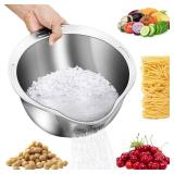 Rice Washer Strainer Bowl - 4-in-1 Washing Bowl for Quinoa, Stainless Steel Rinser With Side Drainers Small Colander for Cleaning Fruits, Vegetables, and Beans - Versatile Kitchen Tool