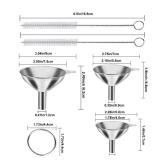 Metal Stainless Steel Funnel, Large Medium Small Funnel Set of 3, Food Grade Mini Funnels for Kitchen Use Filling Bottles Flask Cooking, 2 Brushes YLYL