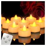 merrynights LED Candles with Remote and Timer, 12PCS Flameless Tea Lights Candles Battery Operated, Remote Control Tea Lights with 6/8 H Timer for Halloween Christmas Holiday Warm Yellow