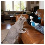 Kitty Karate Cat Puppet Cat Wrestler Puppet with Protective Forearm Sleeve, Karate Kitten Puppet Interactive Arm Wrestling Puppet Toy, Realistic Movements, Soft Plush for Kittens & Cats (Black)