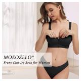 MOEOZLLO Front Closure Bras for Women No Underwire Padded Wireless Comfort Full Coverage Bra Seamless Mastectomy Bras-Black,XXL