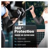 POWERLIX Elbow Orthopedic Brace Compression Support (Pair) - Elbow Sleeve for Tennis, Golferâs, Bursitis, and Sprains, Arthritis, Tendonitis. Pain Relief(Black, S)